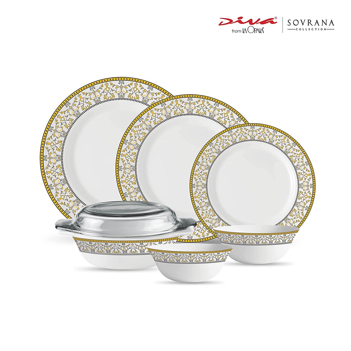 La Opal Glass Diva, Sovrana Collection, Opal Glass Dinner Set 35 Pieces-MOROCCAN PINK