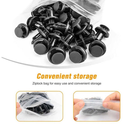 100 Pcs 10mm Bumper Retainer Clips - Black