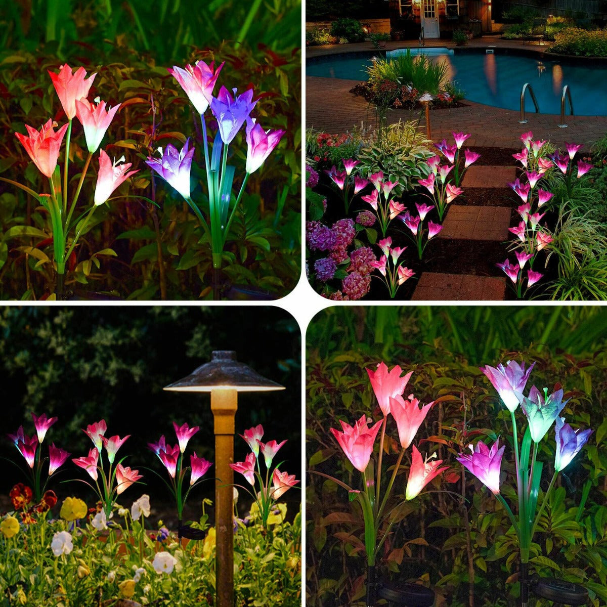 2Pcs Solar Garden Flower Light