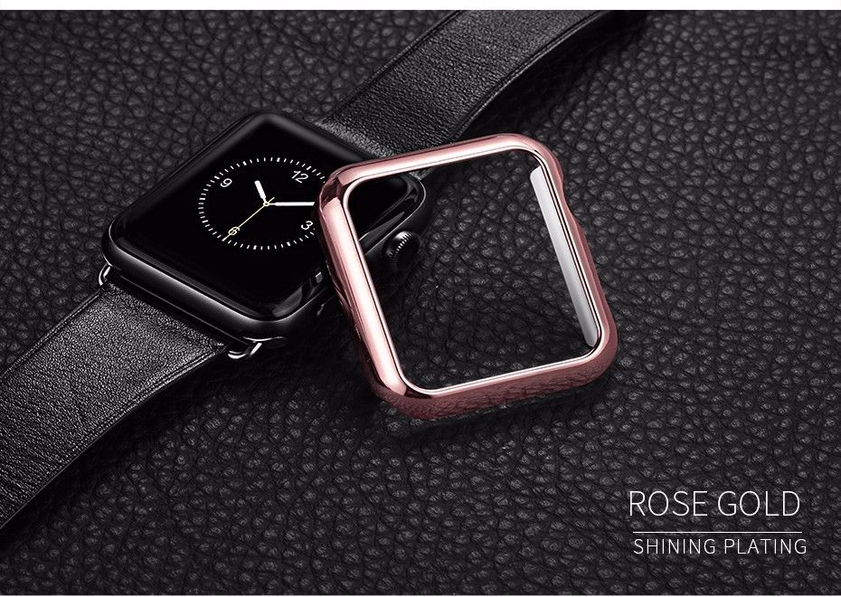 PC plastic electroplating case compatible for Smart Watch (Compatible)-Rose Gold-38mm