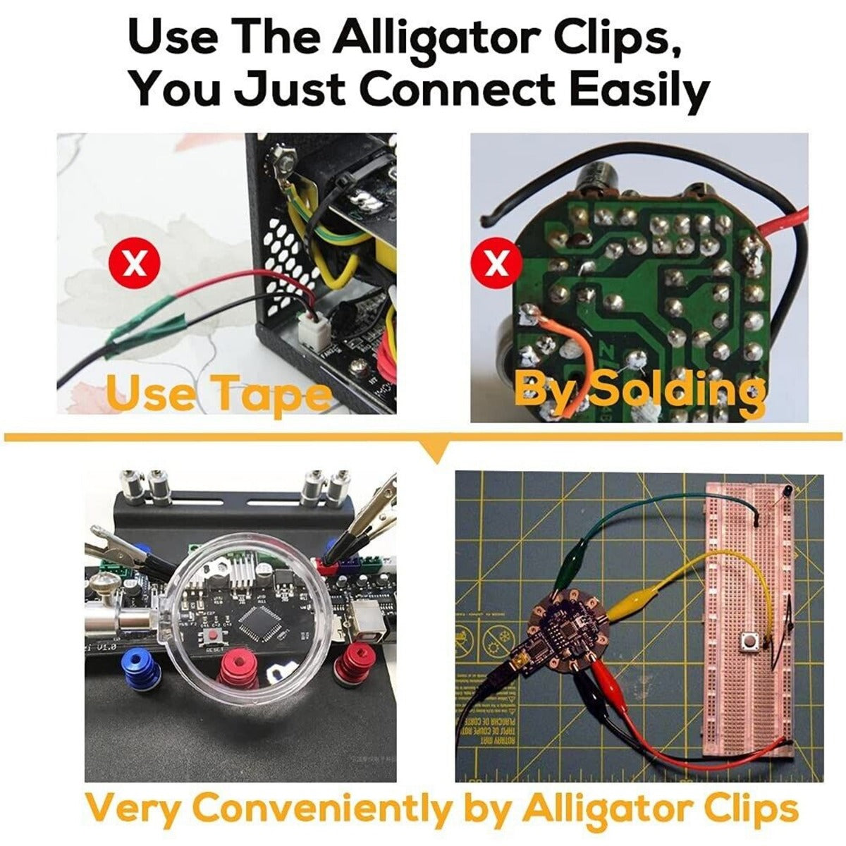 10pcs Alligator Clips Electrical DIY Test Leads