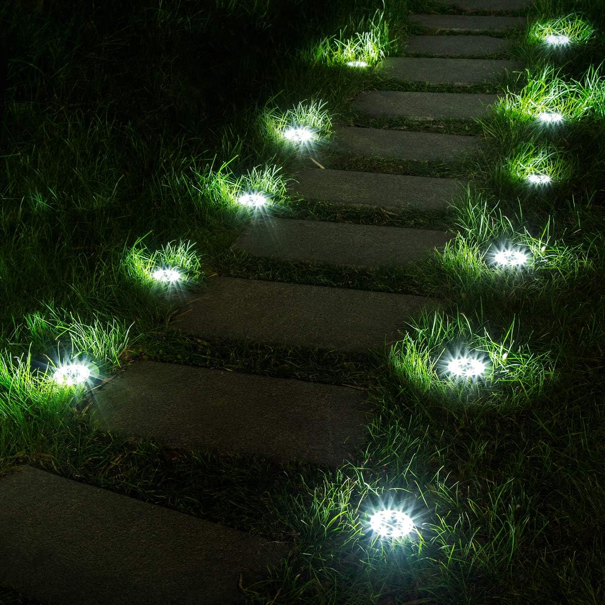 4Pcs LED Solar Powered In-Ground Lights - cool white