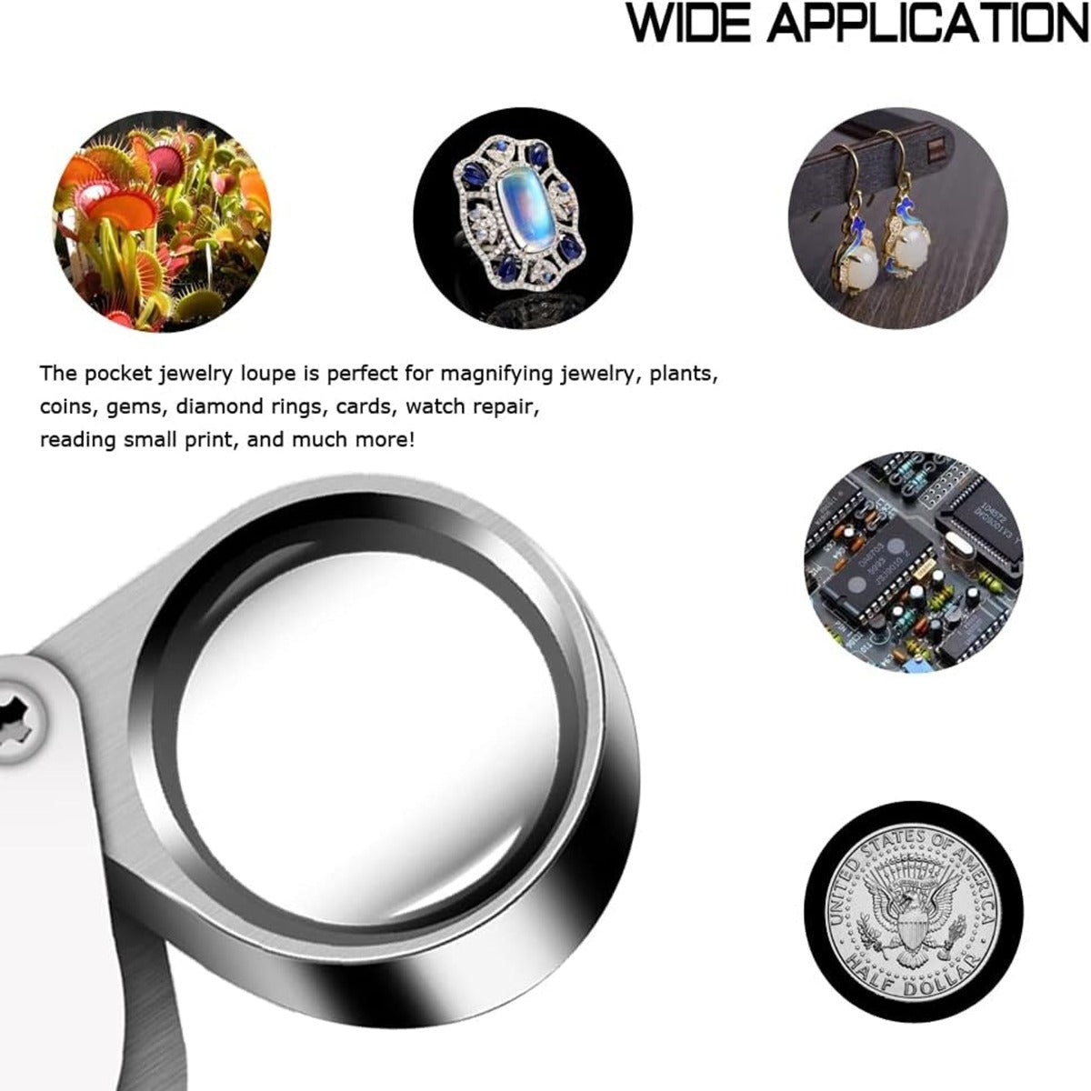 Pocket Jewelry Loupe 30x 21mm Jewelers Eye Magnifying Glass