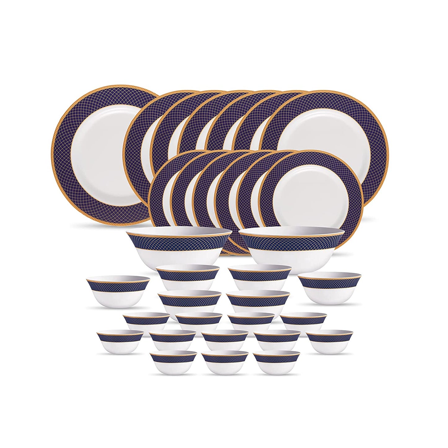La Opal Glass Diva, Sovrana Collection, Opal Glass Dinner Set 35 Pieces-REGENT BLUE