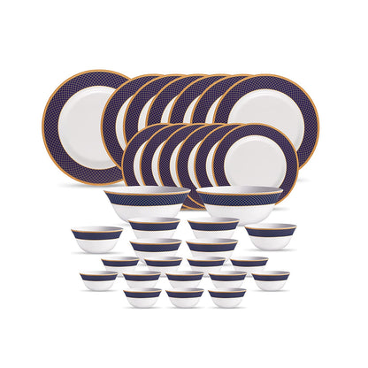 La Opal Glass Diva, Sovrana Collection, Opal Glass Dinner Set 35 Pieces-REGENT BLUE