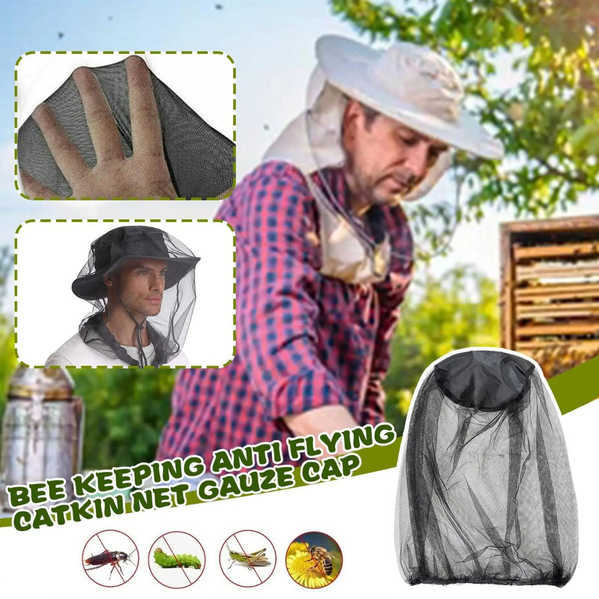 5pcs Mosquito Head Net Hat for Outdoor Activities