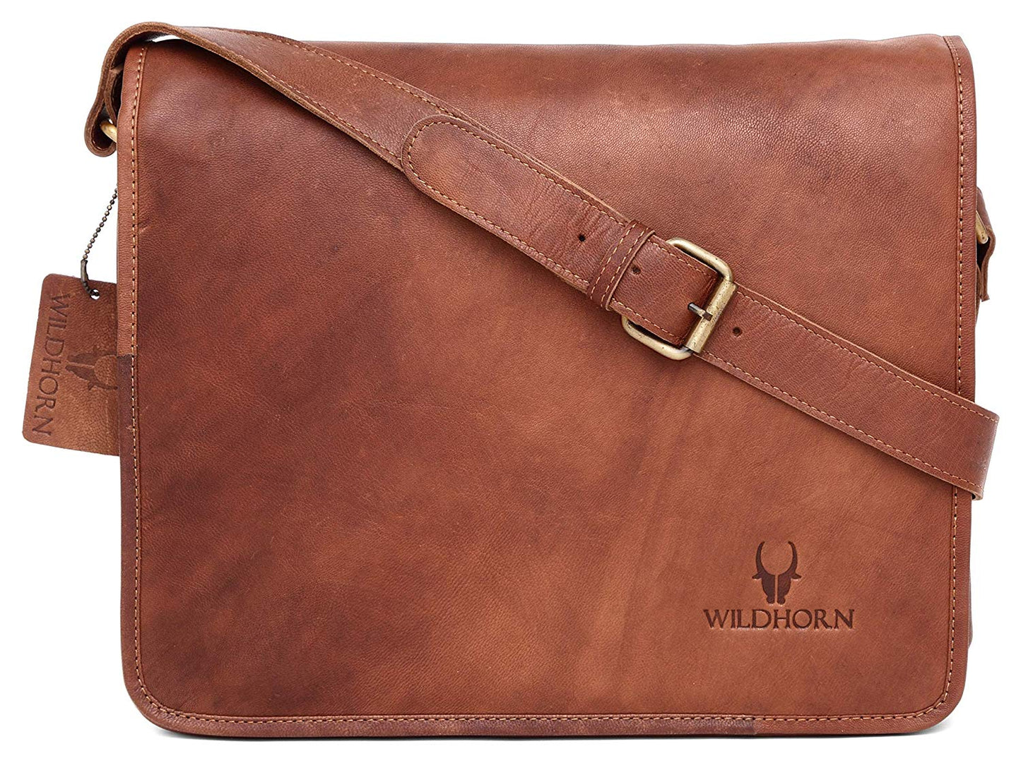 Men's Leather Vintage Laptop Messenger Bag (Tan)