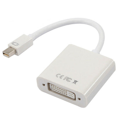 Mini DP to DVI Adapter, Mini DisplayPort to DVI-D Single Link Converter, 1080P 60Hz Video, Male to Female, White Display Adapter