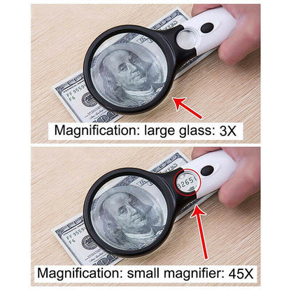 45X Magnifier Glass With LED Light