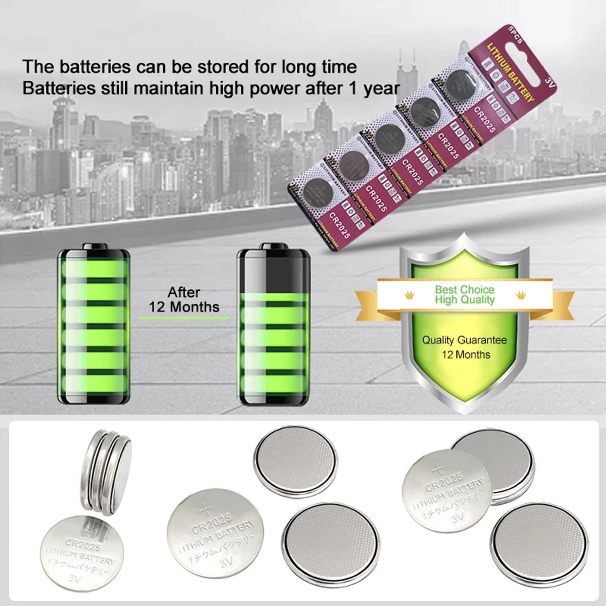 5Pcs CR2025 3v Button Coin Batteries
