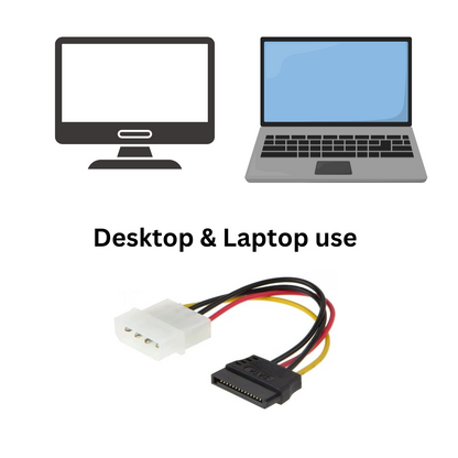 6" 4-Pin Molex Male To 15-Pin SATA Female Power Cable
