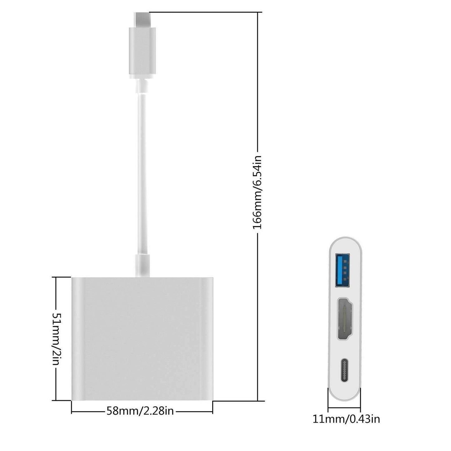Type C to HDTV + USB 3.0 Adapter Hub