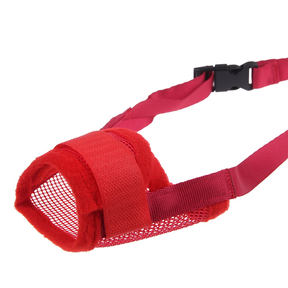 Dog Mask Mouth Muzzle -Red -M