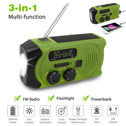 2000mAh Hand Crank Flashlight Radio