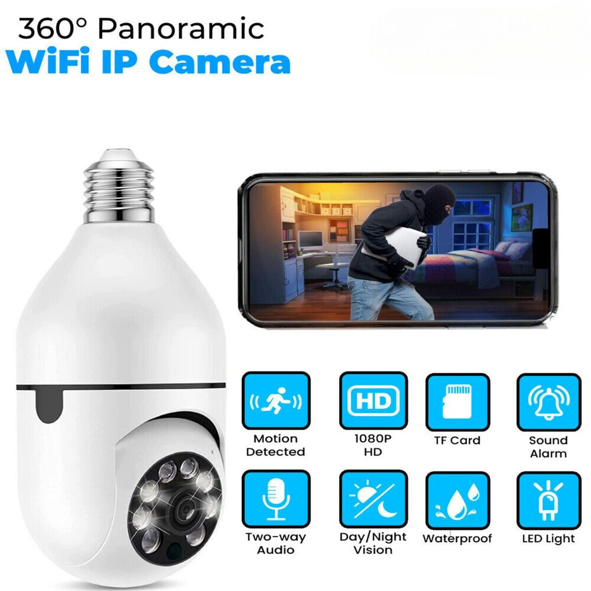 1080P Wireless Wi-Fi Light Bulb Security Camera