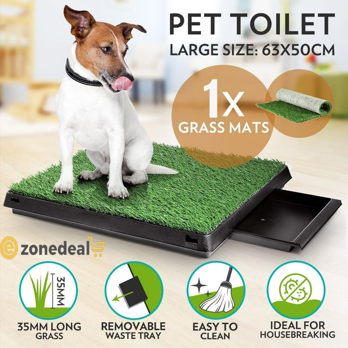 Dog Potty Tray with one Grass mat