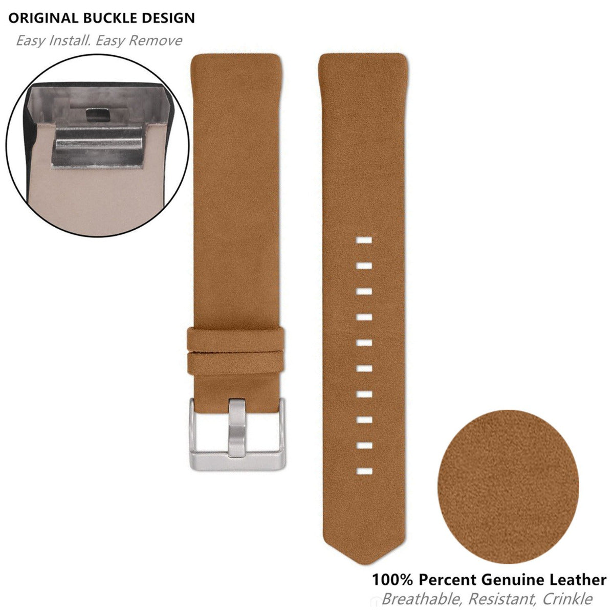 Leather band For Fitness Tracker -Brown