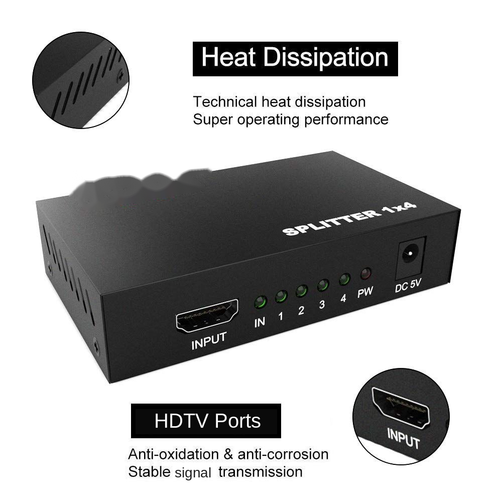 HDTV Splitter Amplifier 1 In 4 Out Duplicator
