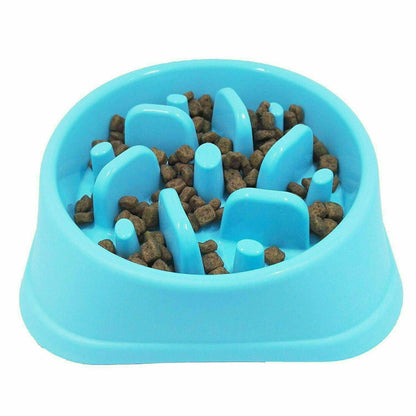 Dog Food Slow Feeder Plastic Bowl BLUE