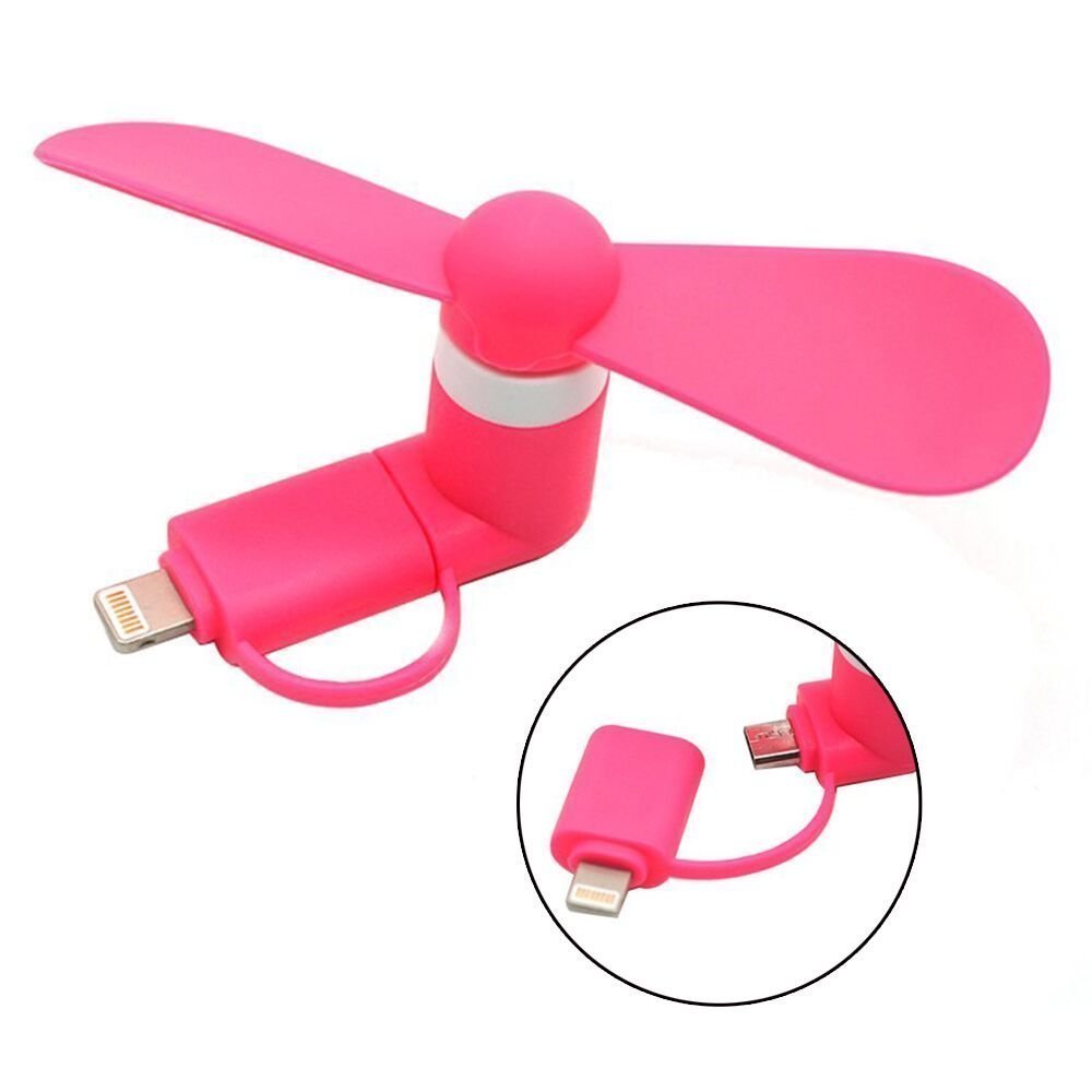 USB mini fan for Smartphone (Compatible) android with multi plug-Pink