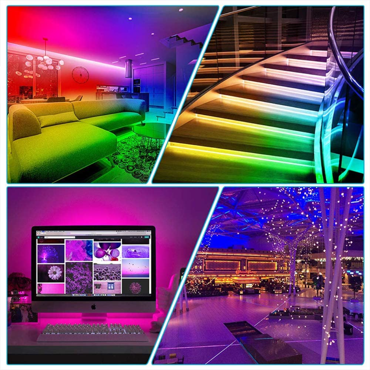 32.8 Feet 5050 RGB LED Strip Light With Adapter