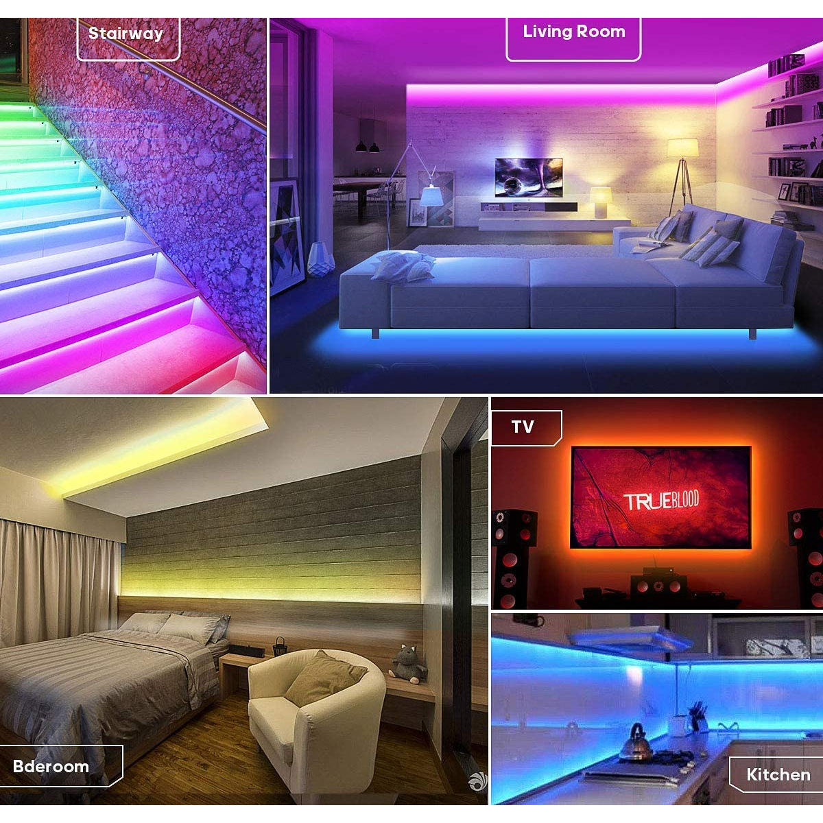 32.8 Feet 5050 RGB LED Strip Light With Adapter