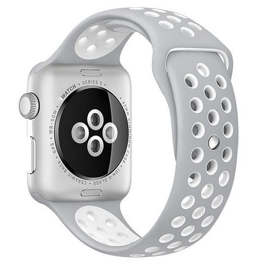 Smart Watch Silicon Band 38 MM / 42 MM-Silver White-42mm