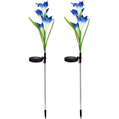 2Pcs Solar Garden Lily Flower Light