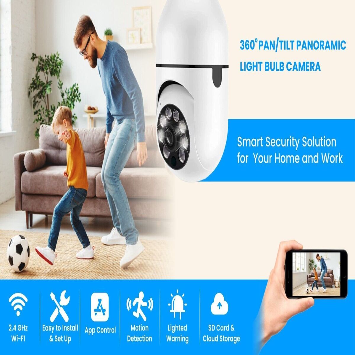 1080P Wireless Wi-Fi Light Bulb Security Camera
