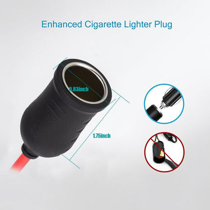 12V/24V 12' Foot Heavy Duty Extension Cord with Cigarette