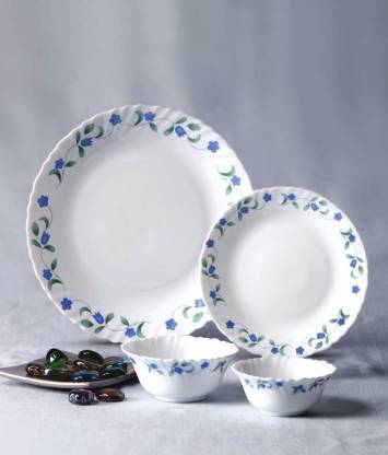 La Opal Glass, Classique Collection, Glass Dinner Set 21 pcs-JUNIPER BLUE