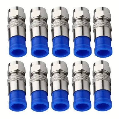 10Pcs RG6 Compression Connector Waterproof Connection F Type Compression Connector