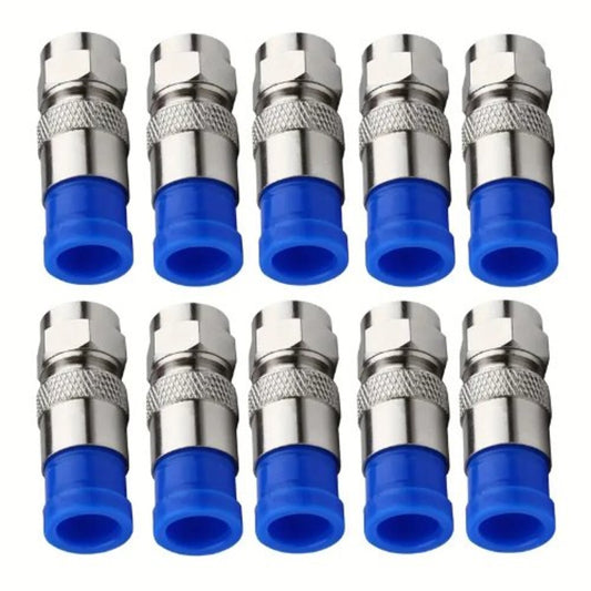 10Pcs RG6 Compression Connector Waterproof Connection F Type Compression Connector