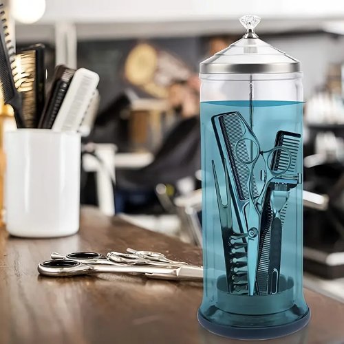 Disinfectant Jar, 1500ml Thickened Hairdressing, Glass Jar For Barber Supplies Tool
