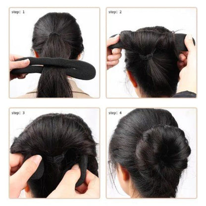 Bun Maker Sponge Plastic Loop Curly Hairbands Hairstyle LARGE BLACK