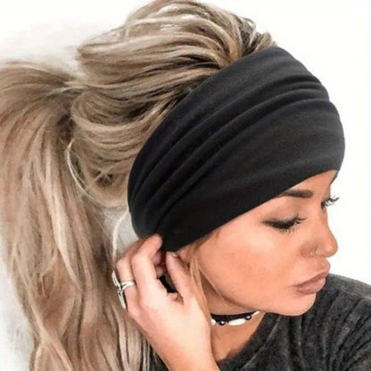 New Solid Color Elastic Wide Sports Headband Sweat Absorbent Yoga
