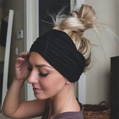 New Solid Color Elastic Wide Sports Headband Sweat Absorbent Yoga