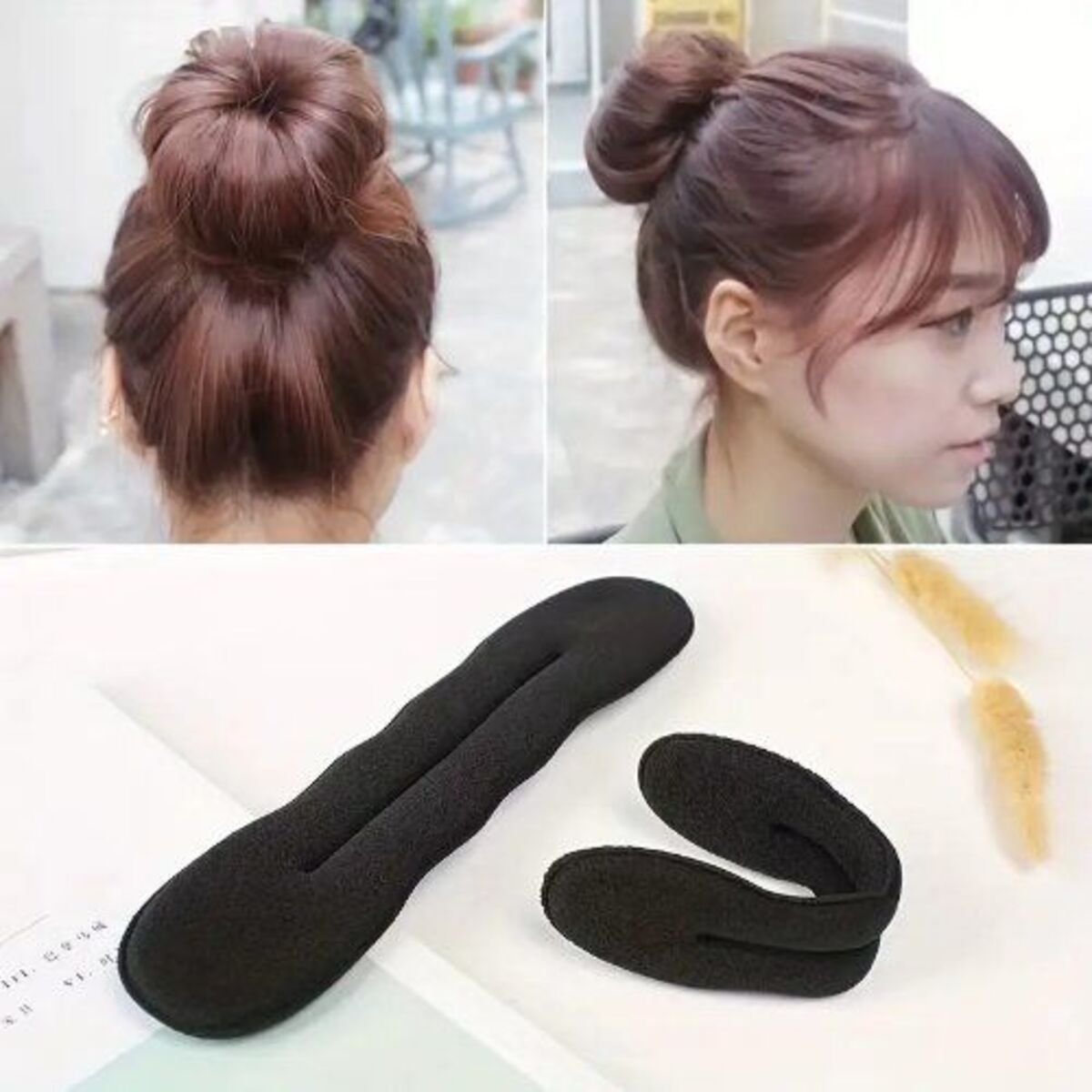 Bun Maker Sponge Plastic Loop Curly Hairbands Hairstyle LARGE BLACK