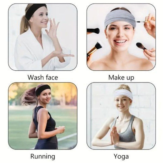 New Solid Color Elastic Wide Sports Headband Sweat Absorbent Yoga