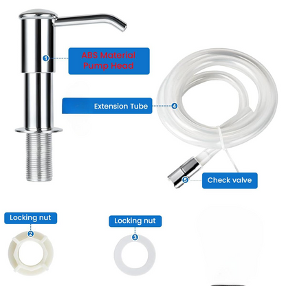 Countertop Kitchen Sink Soap Dispenser Pump, Chrome with Extension Tube Kit
