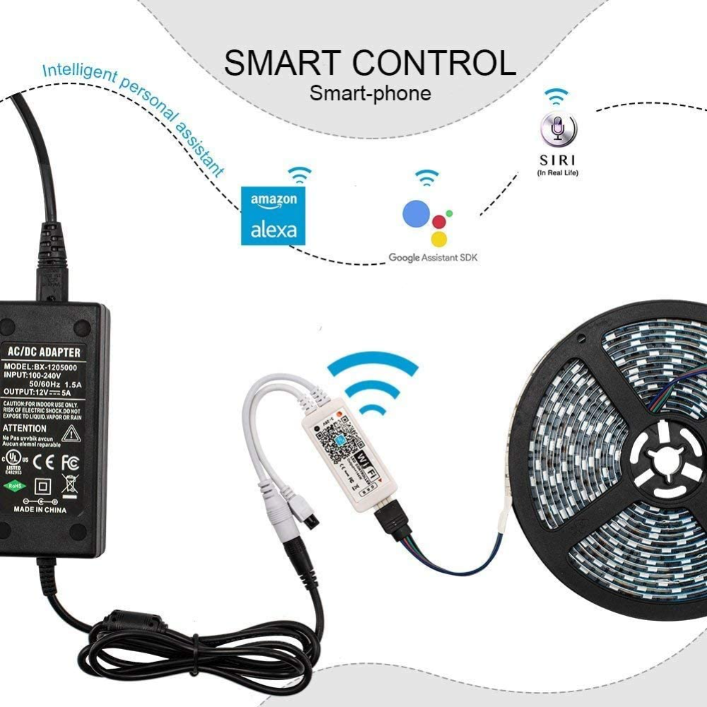 32.8ft Smart WiFi RGB LED Strip Lights