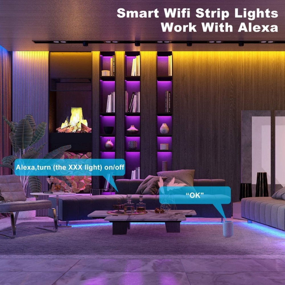 32.8ft Smart WiFi RGB LED Strip Lights