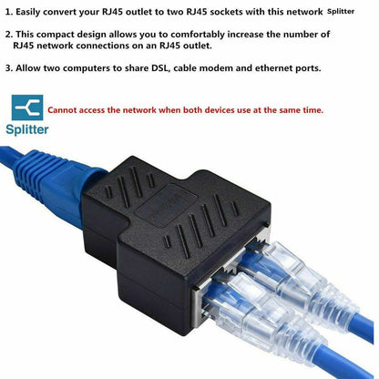 2pcs - RJ45 Splitter Adapter