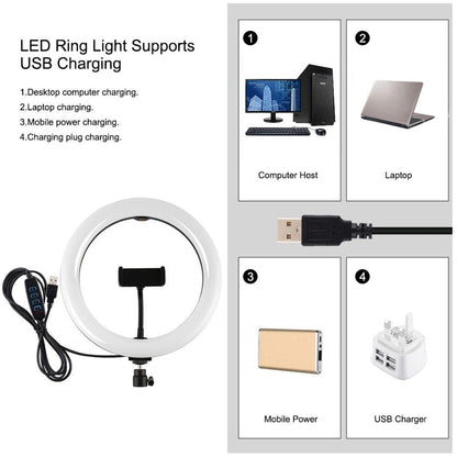 26cm Selfie Ring Light With 1.1m Tripod Stand