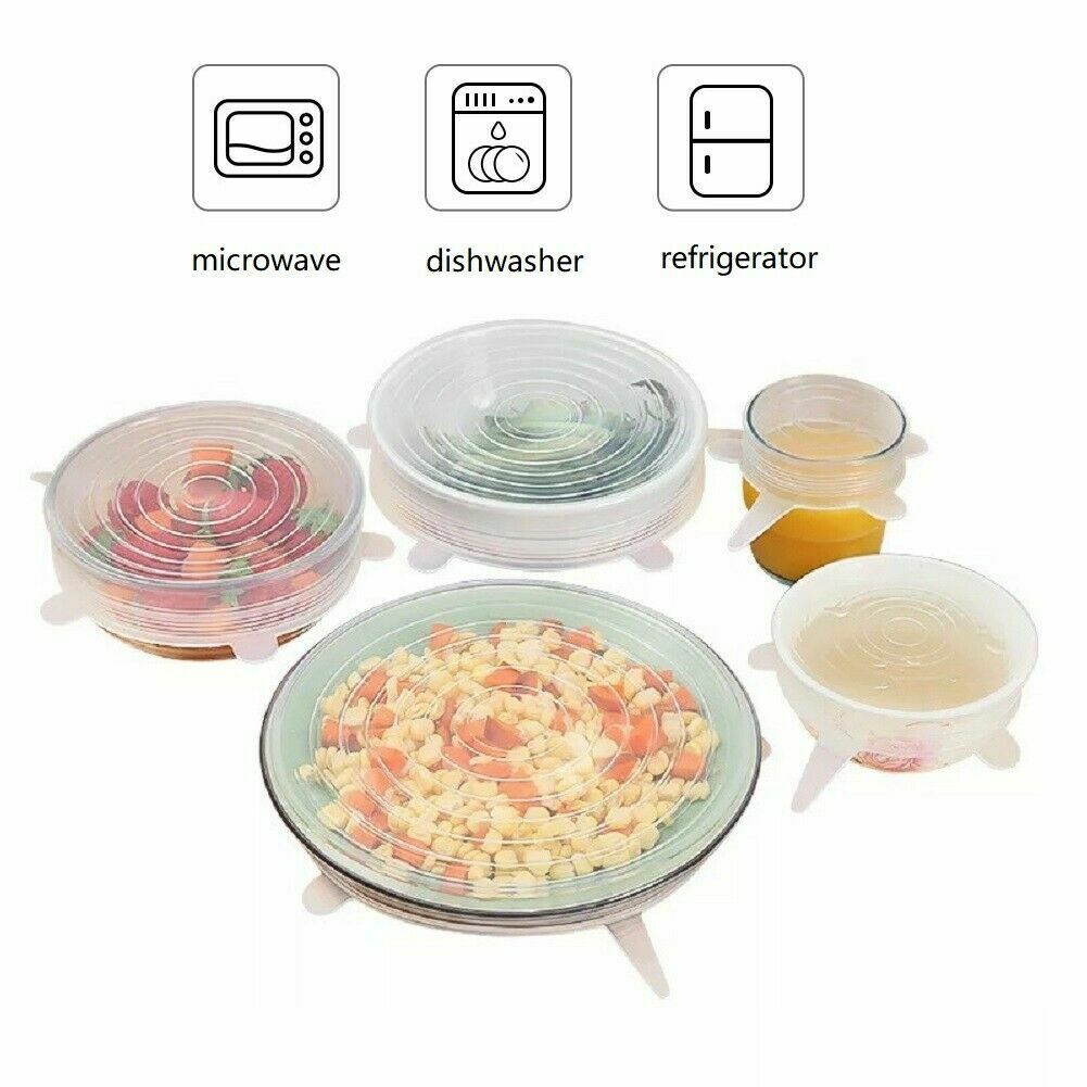 6PCS Stretch Reusable Silicone Bowl Wraps