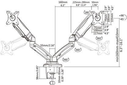 Dual Adjustable Monitor Stand Mount