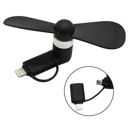 USB mini fan for Smartphone (Compatible) android with multi plug-Black