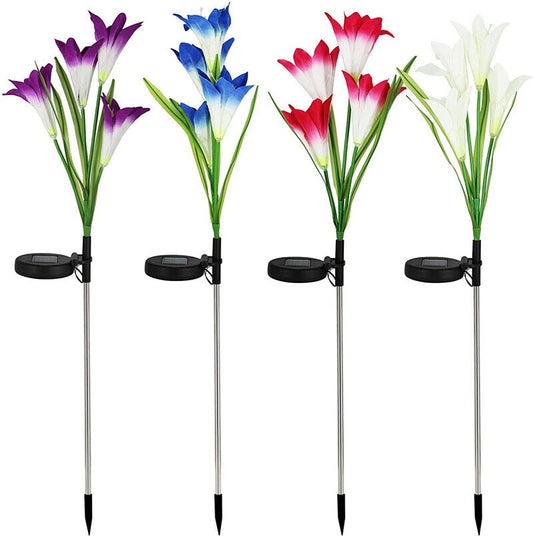 2Pcs Solar Garden Flower Light -Green