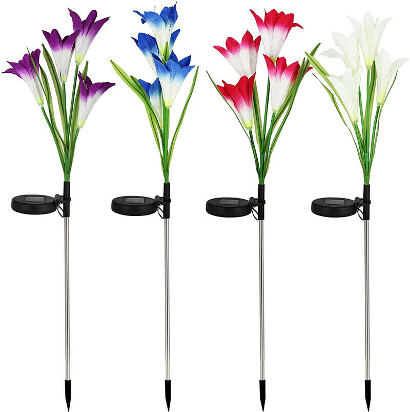 2Pcs Solar Garden Flower Light -Red