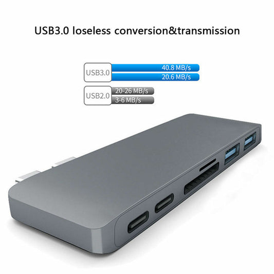 USB C Type 6 in 1 Multiport Adapter Hub